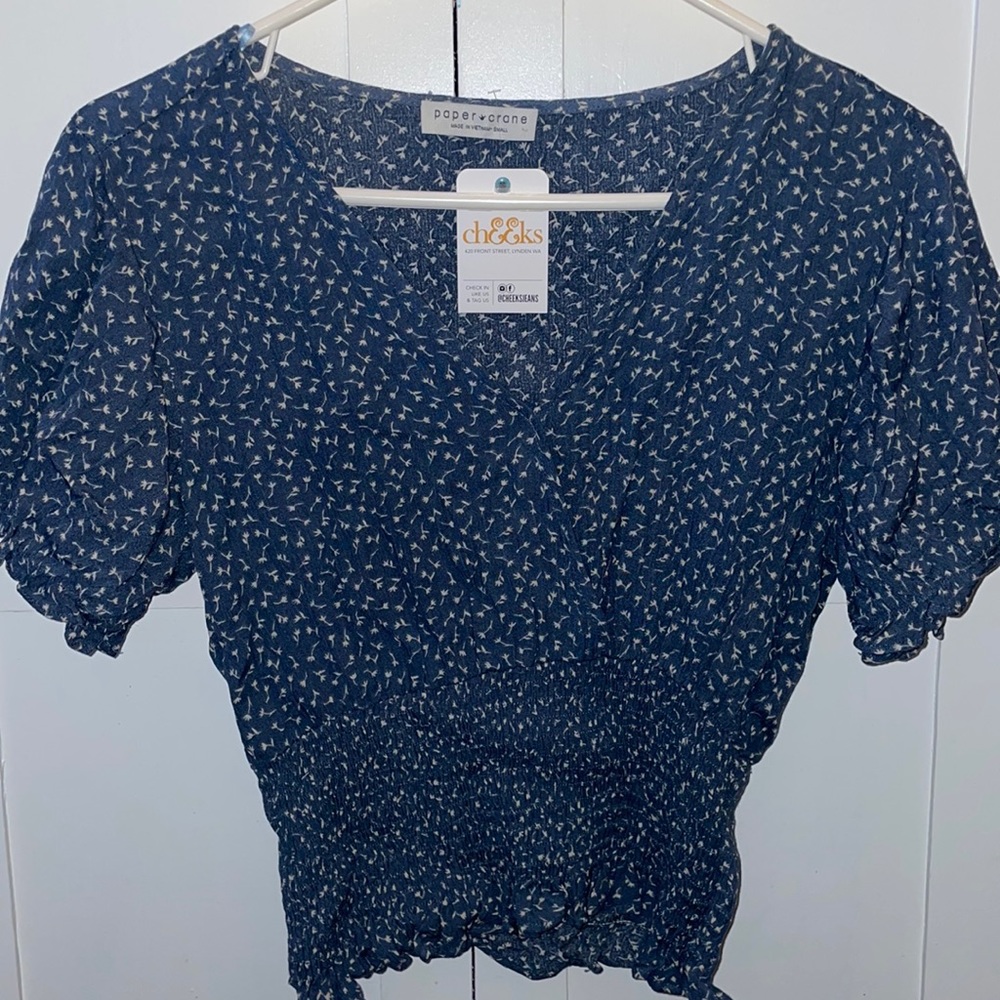 Blue floral ‘Paper Crane’ blouse